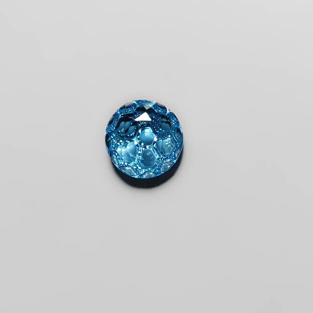 Reverse intaglio Honeycomb Carved Swiss Blue Topaz-FCW3983