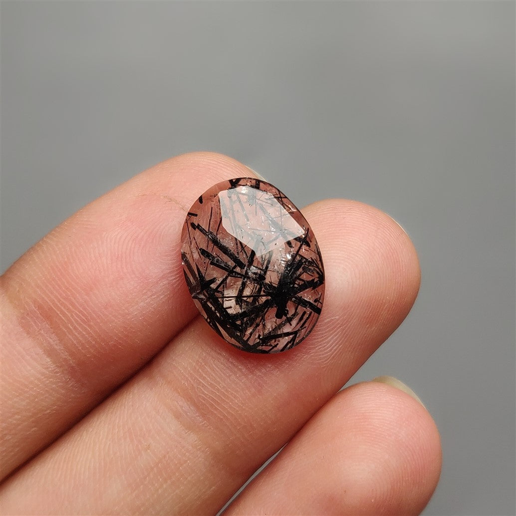 Rose Cut Black Tourmaline in Quartz