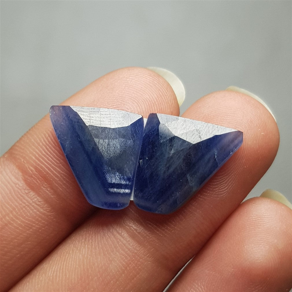 Rose Cut Blue Sapphire Pairs