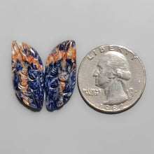 Load image into Gallery viewer, Sunset Sodalite Mughal Carving Pair FCW3523
