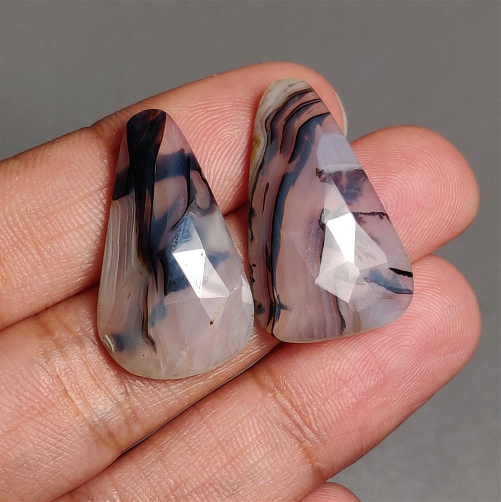 Rose Cut Botswana Agate pair