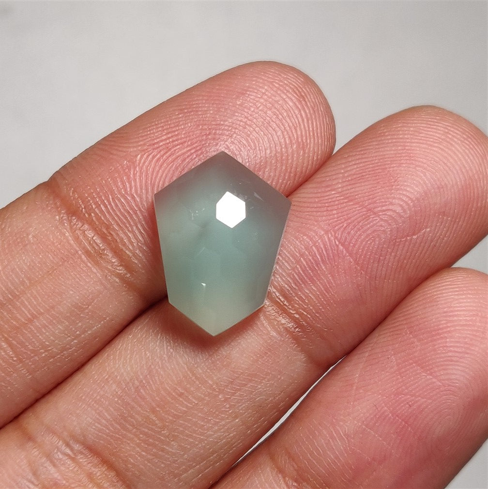 Honeycomb Cut Aqua Chalcedony