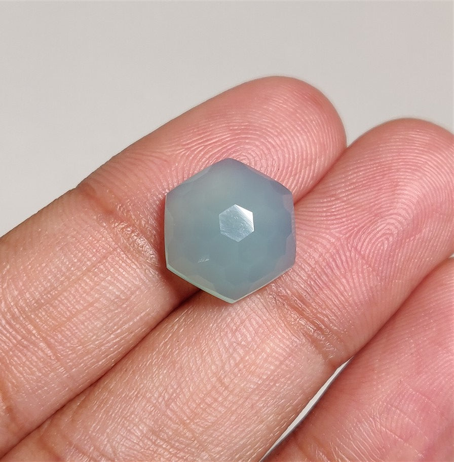 Honeycomb Cut Aqua Chalcedony