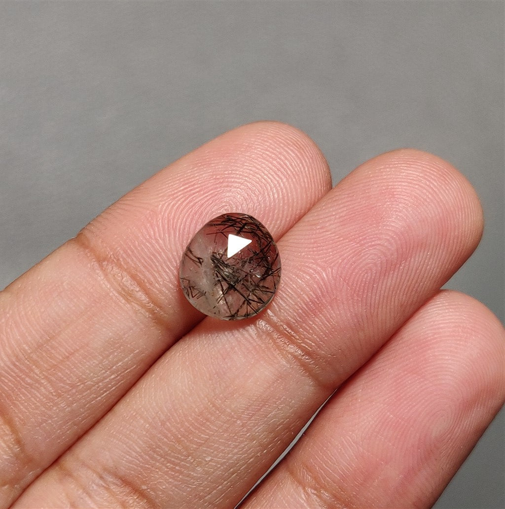 Rose Cut Black Rutilated Quartz (SriLankan Mines)