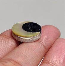Load image into Gallery viewer, Mother Of Pearl Crescent with Blue Goldstone Inlay
