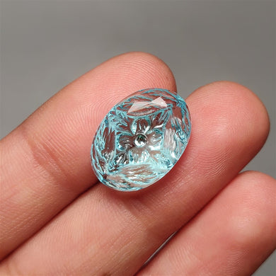 Faceted London Blue Topaz Reverse Intaglio Carving
