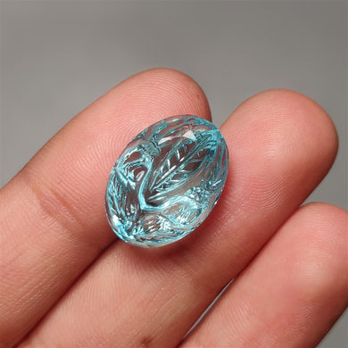 Faceted London Blue Topaz Reverse Intaglio Carving