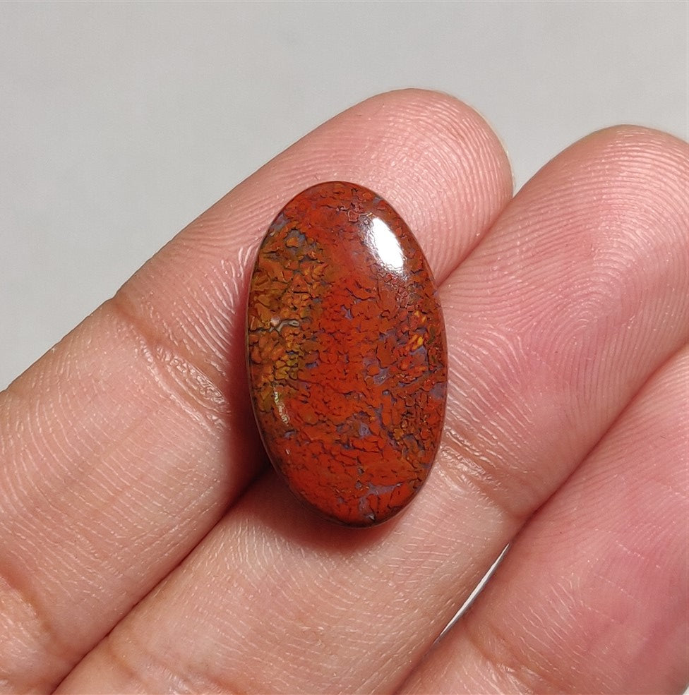 Opaque Red Moss Agate Cabs