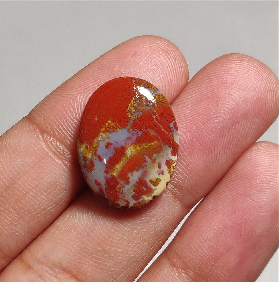 Opaque Red Moss Agate Cabs