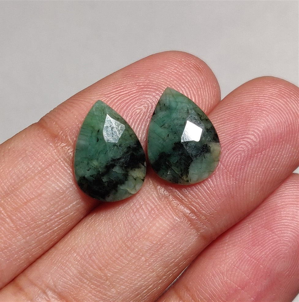 Rose Cut Emerald Pair