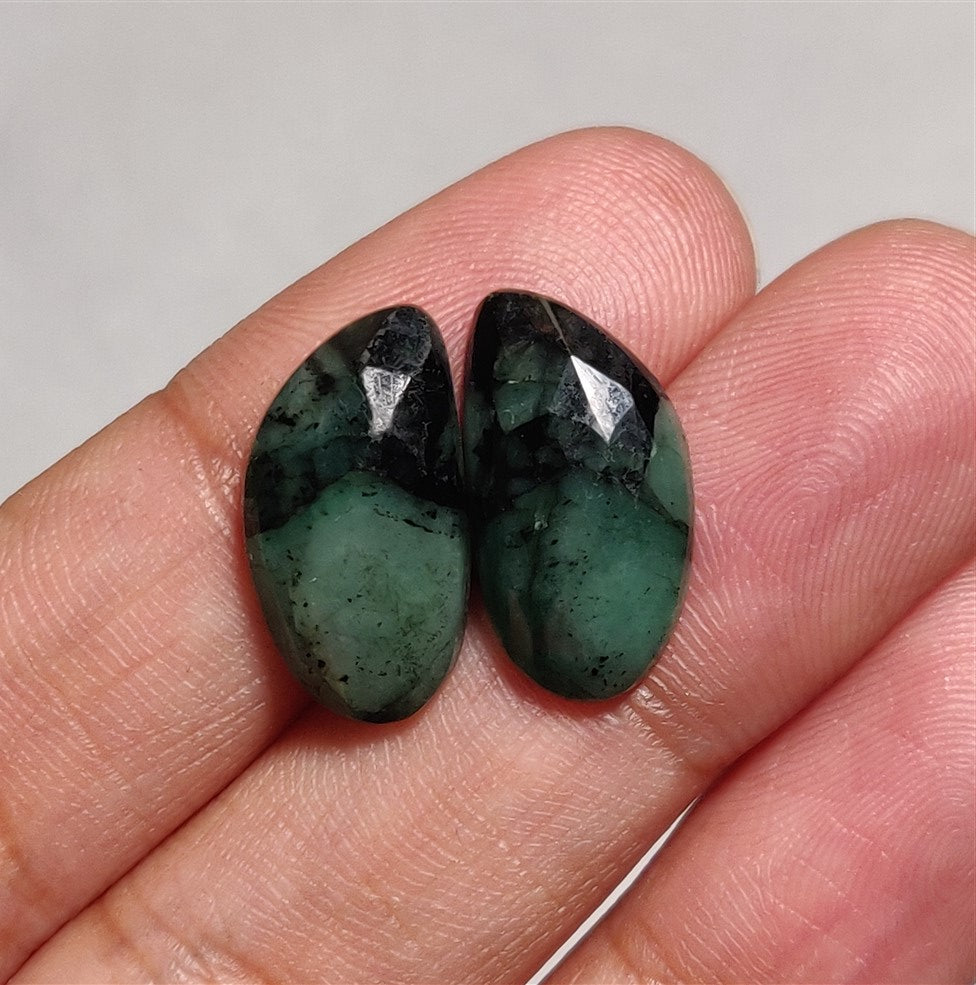 Rose Cut Emerald Pair